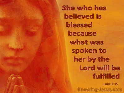 Luke 1:45 She Who Believe Is Blessed By The Lord (maroon)